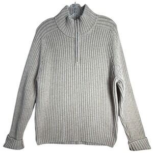 Abercrombie & Fitch Sweater Men Sz XL Taupe Vtg Y2K Muscle Ribbed Cotton 1/4 Zip